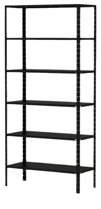 Estante de aço multiuso preta - 6 prateleiras